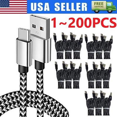 #ad Braided USB C Type C Fast Charging Data SYNC Charger Cable Cord 3 6 10FT Lot $248.99