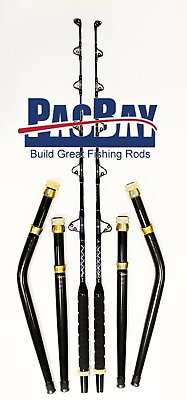 #ad XCALIBER MARINE PAIR OF TROLLING RODS 80 130LB INCLUDES BENT AND STRAIGHT BUTT