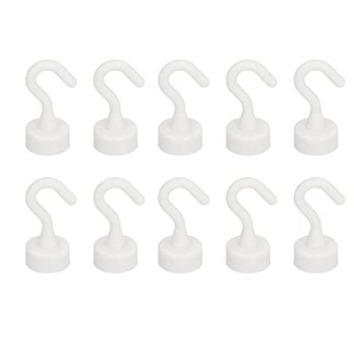#ad 10 PCS Magnetic Hooks 11lb ABS Compact Hooks White Plastic Strong Hooks for