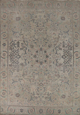 #ad Vintage Floral Traditional Handmade Ivory Wool Tebriz Living Room Area Rug 8x10
