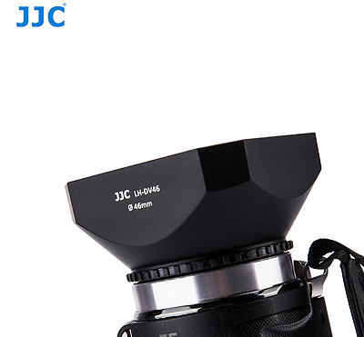 #ad JJC LH DV46B 46mm Screw in DV Camcorder Square Lens Hood with Cap amp; Strap Black