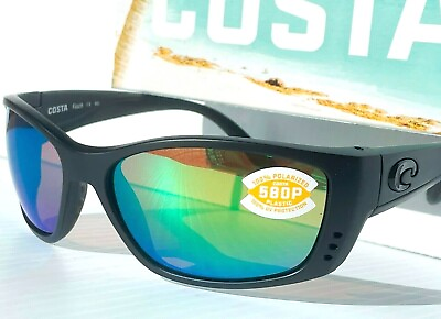 #ad NEW COSTA Del Mar FISCH Blackout POLARIZED Green Mirror 580P Lens Sunglass FS 01