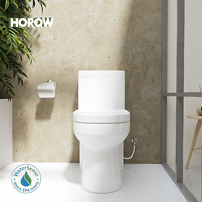 #ad Modern Toilet One Piece Toilet Dual Flush w Round Soft Close Seat Small Bath
