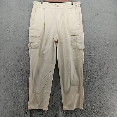 #ad Orvis Pants Mens Size 36x32 Cream Ivory White Cargo Style Elastic Waist Outdoor