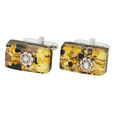 #ad GlassOfVenice Murano Glass Venetian Classic Rectangular Cufflinks Topaz Gold