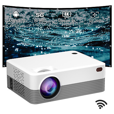 #ad 4K Smart Projector UHD Android 1080P 5G WiFi Bluetooth Video Home Theater Gift