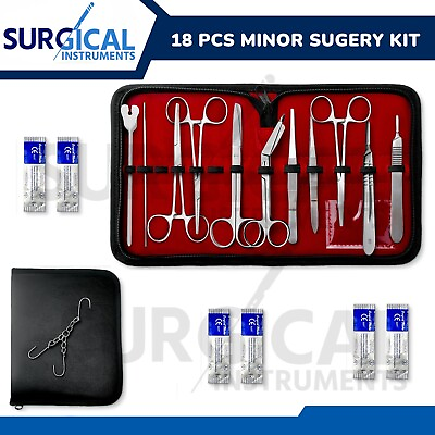 #ad 18 Pcs Minor Surgery Set Surgical Instruments Kit Stainless Steel German Grade