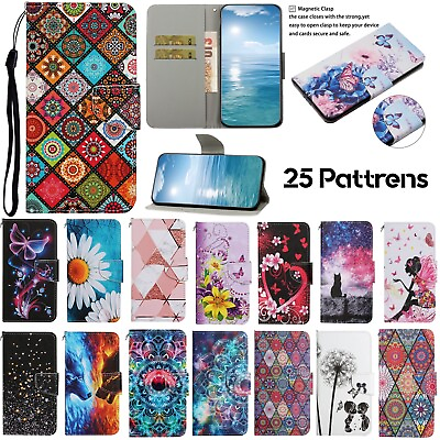 #ad Pattern Cover For iPhone 13 12 11 Pro Max Flip PU Leather Stand Wallet Card Case