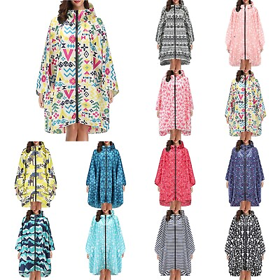 #ad Unisex Rain Poncho Printed Raincoat Hooded Coat for Adults Women with Pockets