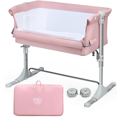 #ad Babyjoy Portable Baby Bed Side Sleeper Infant Travel Bassinet Crib w Bag Pink
