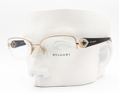 #ad Bvlgari 2157B 376 Semi Rimless Eyeglasses Glasses Copper Gold w Crystals 55mm