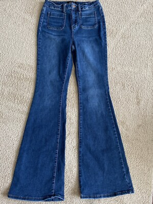 #ad Judy blue women’s high rise flare fit patch pockets stretch jeans Sz 7 28