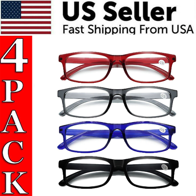 #ad Optical Lens Black Red Plastic Frame Reader Reading Glasses 1.0 2.0 3.0 4.0