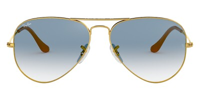 #ad Ray Ban Unisex Sunglasses RB3025 001 3F Gold Aviator Clear Blue Gradient 55mm