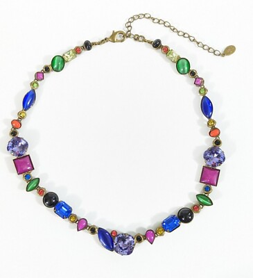#ad Bright Crystal Necklace blue purple Sorrelli Rare Retired Vibrant Rainbow Colors