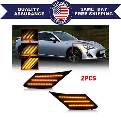 #ad 2x Sequential Smoked LED Side Marker Signal Lights Fit For Subaru BRZ Scion FRS