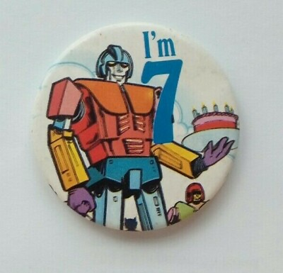 #ad Badge vintage Transformers TV for 7th Birthday GBP 6.99