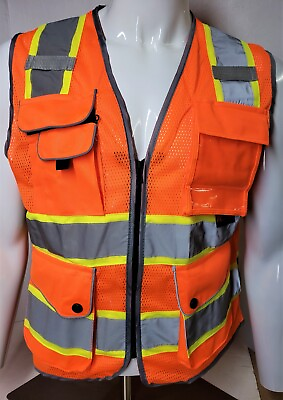 #ad FX SAFETY VEST Class 2 High Visibility Reflective Orange Safety Vest FXSV8
