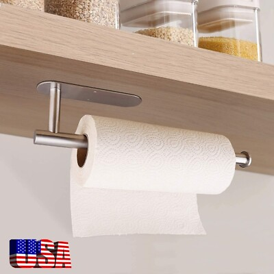 #ad Holder Kitchen Roll Towel Paper Rack Under Cabinet Wall Toilet Self Adhesive