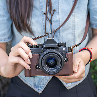 #ad Genuine Leather Camera Half Case Bag for Nikon Zf Camera Retro Cover Handmade DQ
