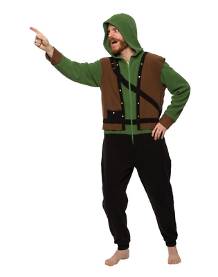 #ad FUNZIEZ Robin Hood Unisex Adult Novelty Costume One Piece Pajamas Green Small
