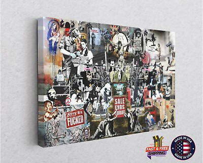 #ad Banksy Collage Collection Graffiti Classic Street Banksy Wall Art Design Canvas