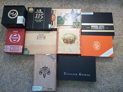 #ad Lot of 10 Cigar Boxes Empty Assorted Shapes and Size 8