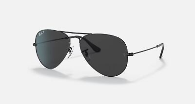 #ad Ray Ban Aviator Black Black Polarized 58 mm Sunglasses RB3025 002 48 58 $136.90
