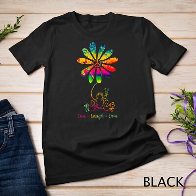 #ad Peace Love Frog Hippie Flower Daisy Gift Unisex T shirt