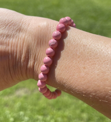 #ad Magnesite pink on stretch cording 7quot; jewelry boho style handmade bracelet