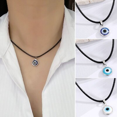 #ad Boho Turkish Evil Blue Eye Beads Pendant Necklace Clavicle Choker Women Jewelry