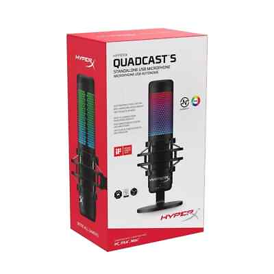#ad NEW HyperX QuadCast S RGB USB Condenser Microphone for PC PlayStation 4 Black