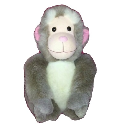 #ad Vtg Prestige Toy Corp. MONKEY Tan Cream Soft 10in Upright Plush Animal 1998