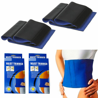 #ad 2 Pc Sweat Waist Trimmer Wrap Slimming Fat Burn Weight Loss Hot Body Womens Mens