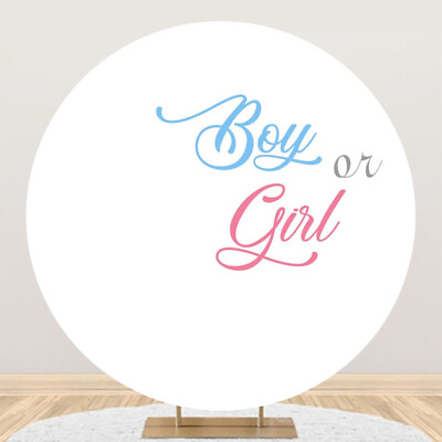 #ad Round Baby Shower Gender Reveal Boy or Girl Backdrop Photography Background