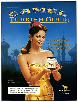 #ad 2001 Camel Turkish Gold Print Ad Cigarette Girl Hostess Pin Up Red Had Tassle