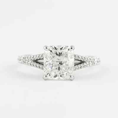 #ad IGI Certified 1.55 Ct Cushion Lab Grown Diamond Halo Engagement Split Shank Ring $1328.00
