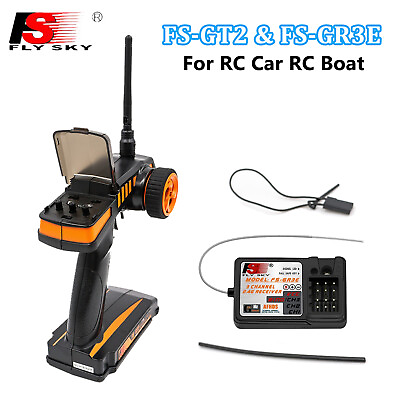 #ad Flysky FS GT2 2.4G Radio Model RC Transmitter amp; FS GR3E Receiver for RC Car Boat $33.99