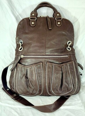 #ad LOCKHEART Authentic Brown Leather Satchel Crossbody Shoulder Bag $135.00