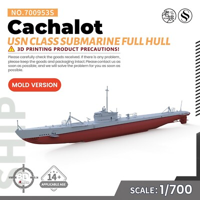 #ad SS700953S 1 700 Military Model Kit USN Cachalot Class Submarine Full Hull