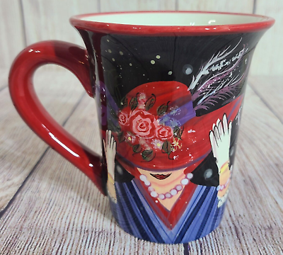 #ad Susan Winget Certified Entertainment Red Hat Society Mug Red Black Purple