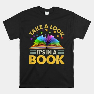 #ad SALE Take A Look It’S In A Book Reading Retro Rainbow T Shirt Size S 5XL