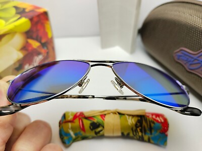#ad Maui Jim Baby Beach Polarized Sunglasses Silver Blue Hawaii B245 17