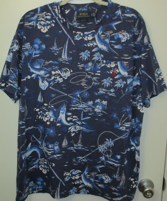 #ad Polo Ralph Lauren Hawaiian Print Design Men#x27;s Classic Fit Pocket T Shirt XL