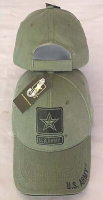 #ad US Army Olive Drab Star Emblem Embroidered Military Licensed Cap HAT