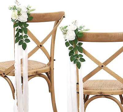 #ad 10 PCS Wedding Aisle Decorations for Wedding Ceremony Chair Artificial Flowers