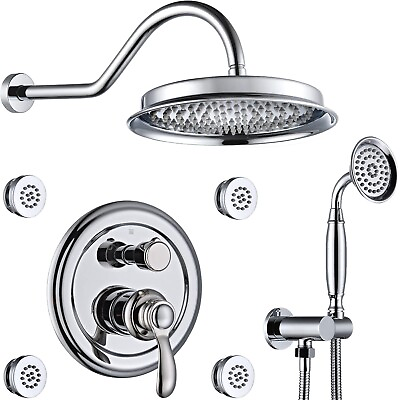 #ad Antique Shower Faucet Sets Fixtures: 9 inch Wall Rain Head with Handheld Spra...