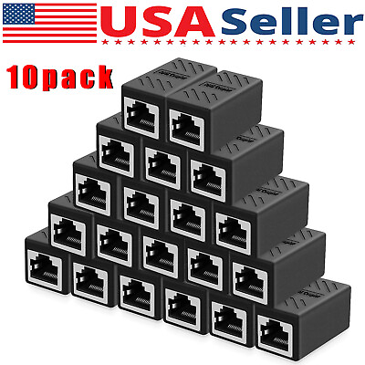 #ad 10 PACK RJ45 Inline Coupler Cat6 Cat5e Ethernet Network Cable Extender Connector