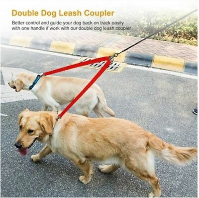 #ad Double Dogs Leash Two Dogs Leash No Tangle Metal Coupler Dog Training Leash