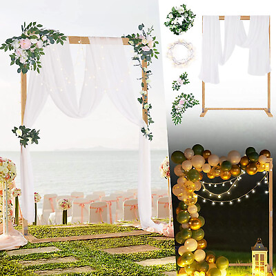 #ad 7FT Square Wedding Arch Wooden Backdrop Stand Wedding Ceremony Arch Decor USA